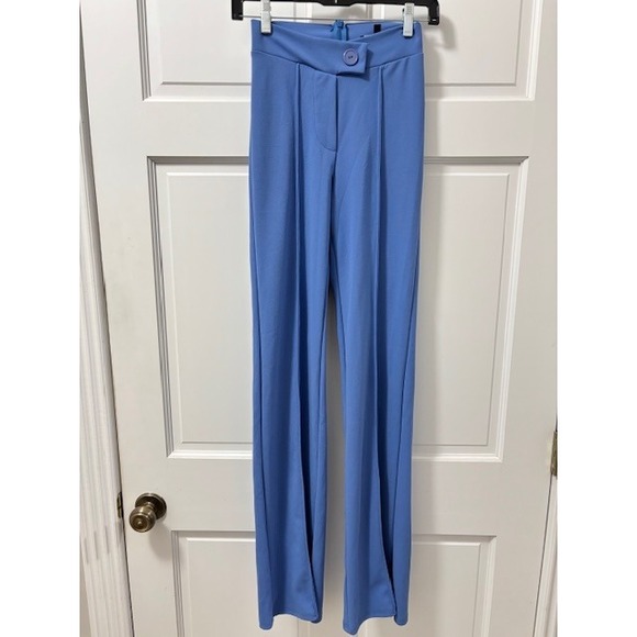 Fashion Nova Pants - Fashion Nova Blue High Waist Wide Leg Dress Pants Trousers